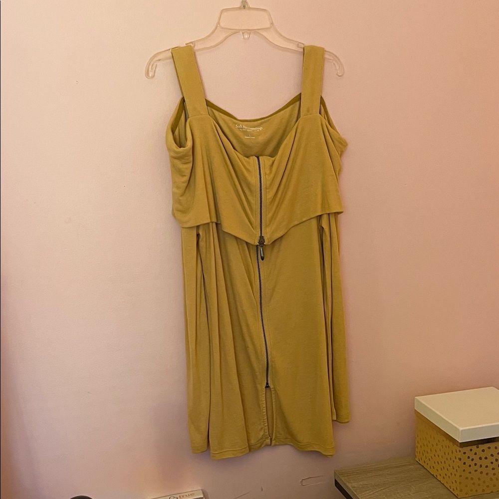 Soft Surroundings Mustard Color Zip-Front Ladies Top